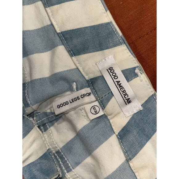 Good American Good Legs Crop Blue/White Stripe Skinny Jeans 12/31 Womens - Picture 5 of 10
